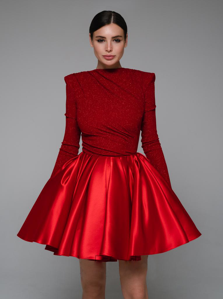 Shimmy Red Sparkle Short Dress