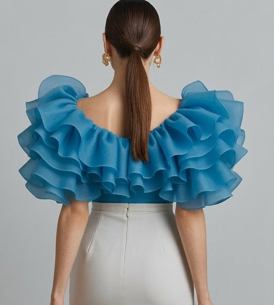 Laavira Organza Ruffle Bodysuit