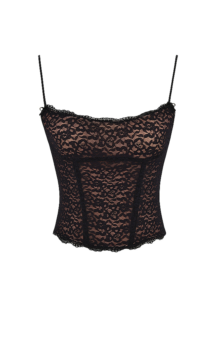 stylish net wear black top-Laavira