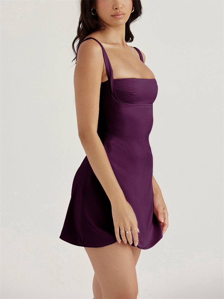  stylish one piece purple dress-Laavira