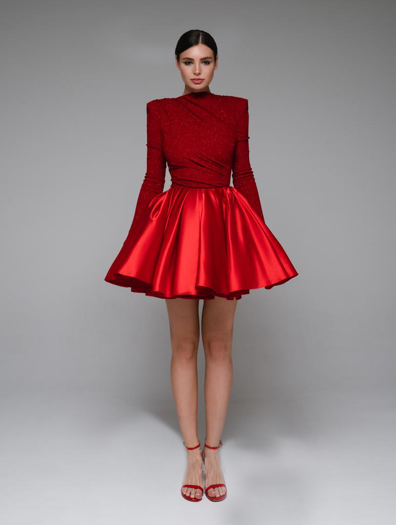 Shimmy Red Sparkle Short Dress