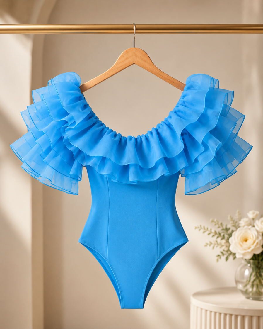 Laavira Organza Ruffle Bodysuit