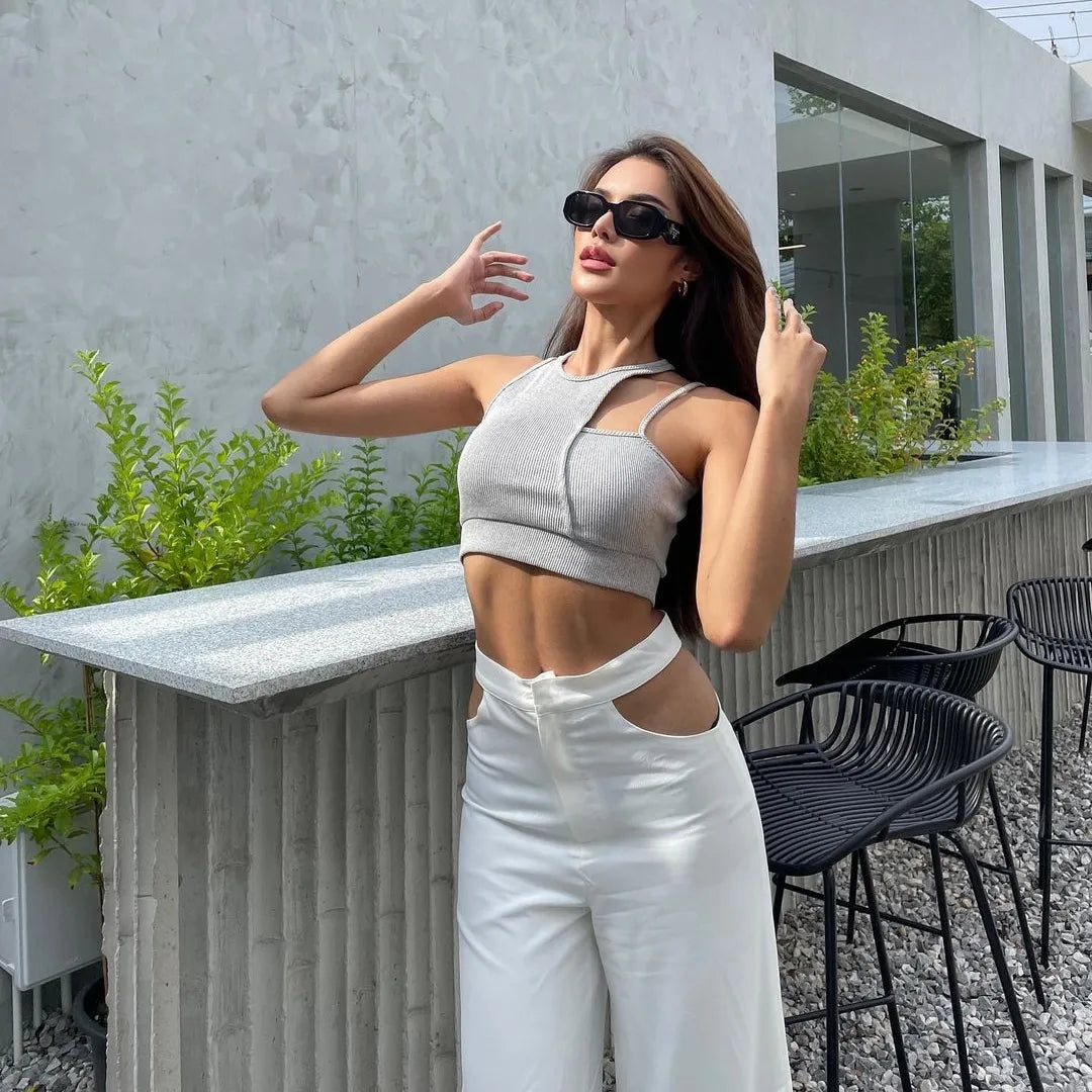 summer crop top with pants - Laavira