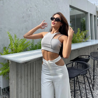 summer crop top with pants - Laavira