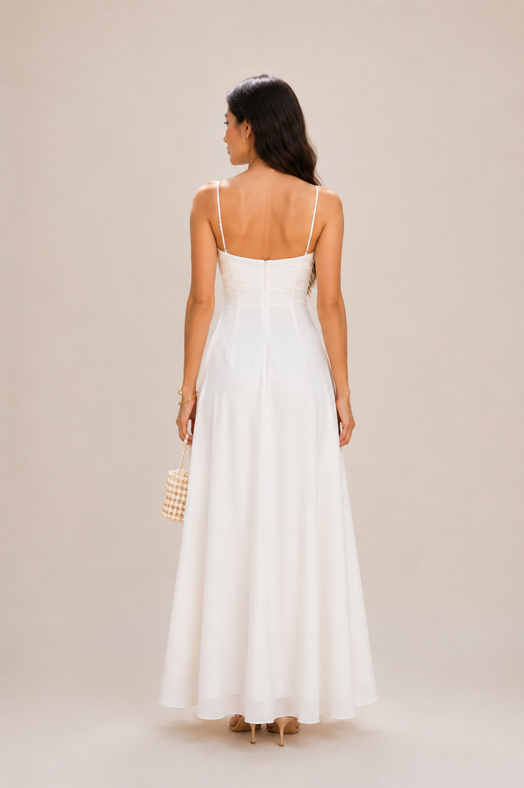 Laavira Austin White Flared Maxi Dress