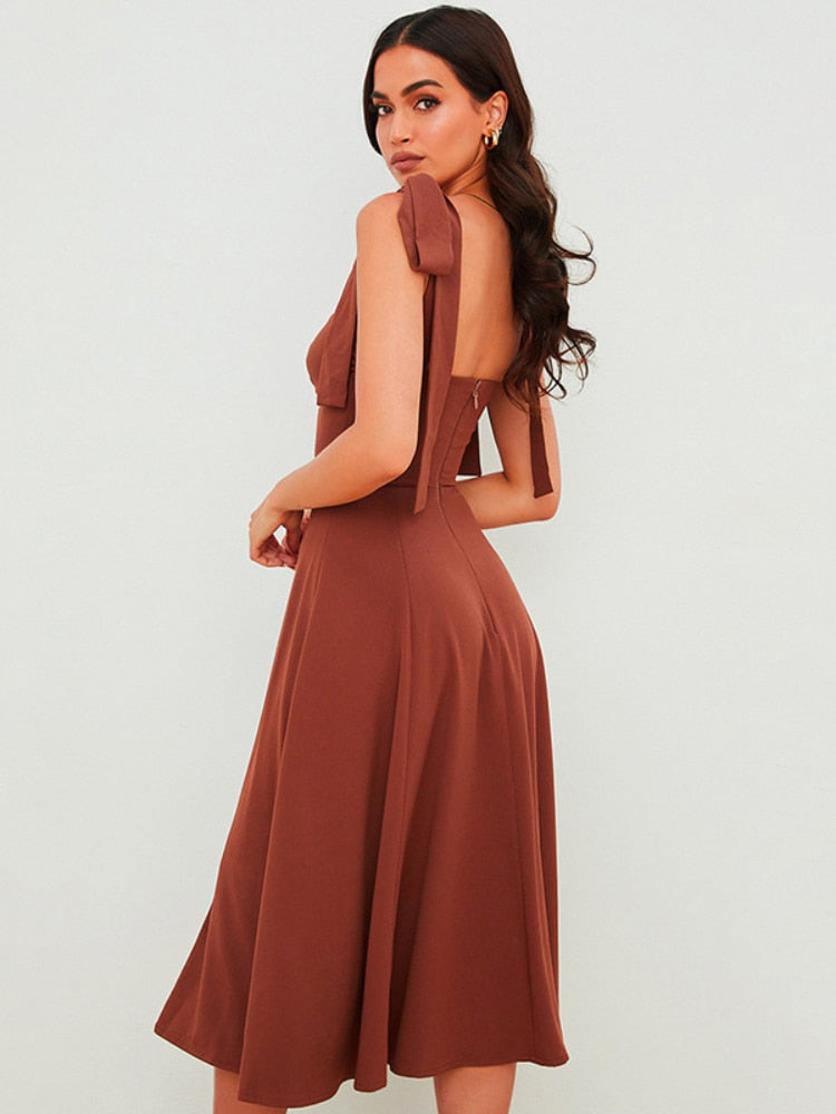 Laavira Joe Rushed Midi Dress