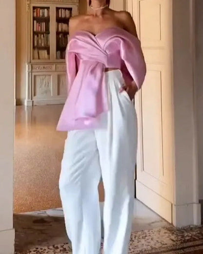Satin pink top with pant