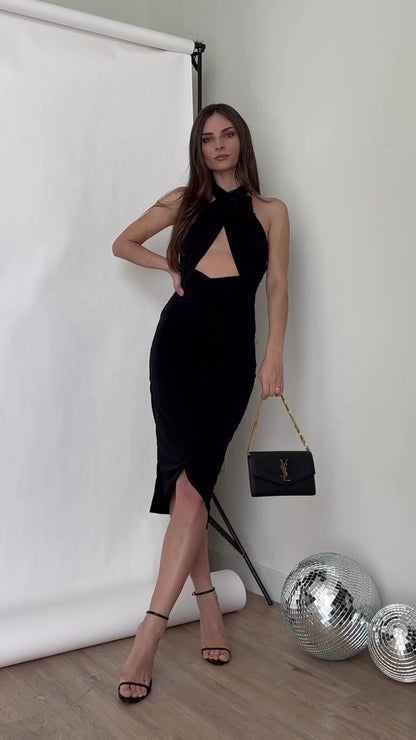Viola Cross Shoulder Midi Dress