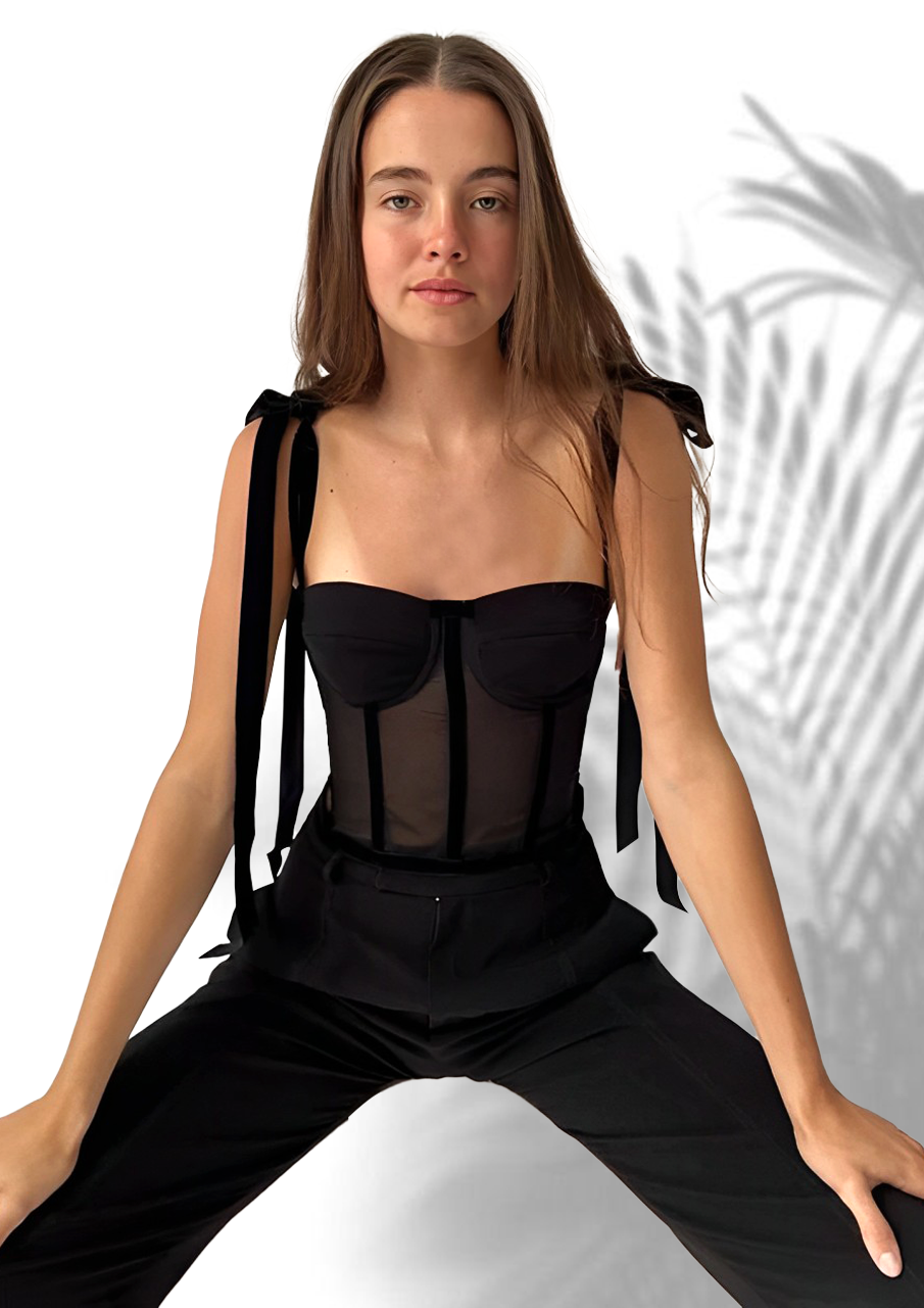 Laavira Drab Sheer Corset Top