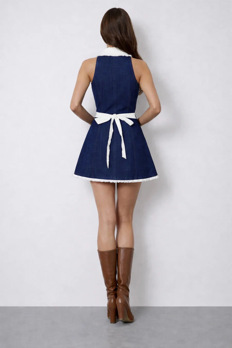Denim Frill Short Dress