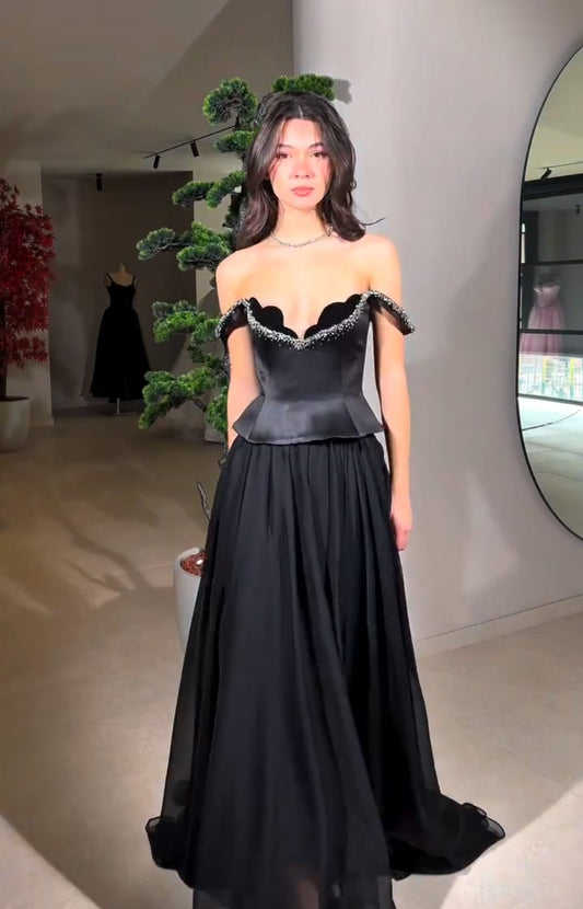 Regin Black Floor Length Dress