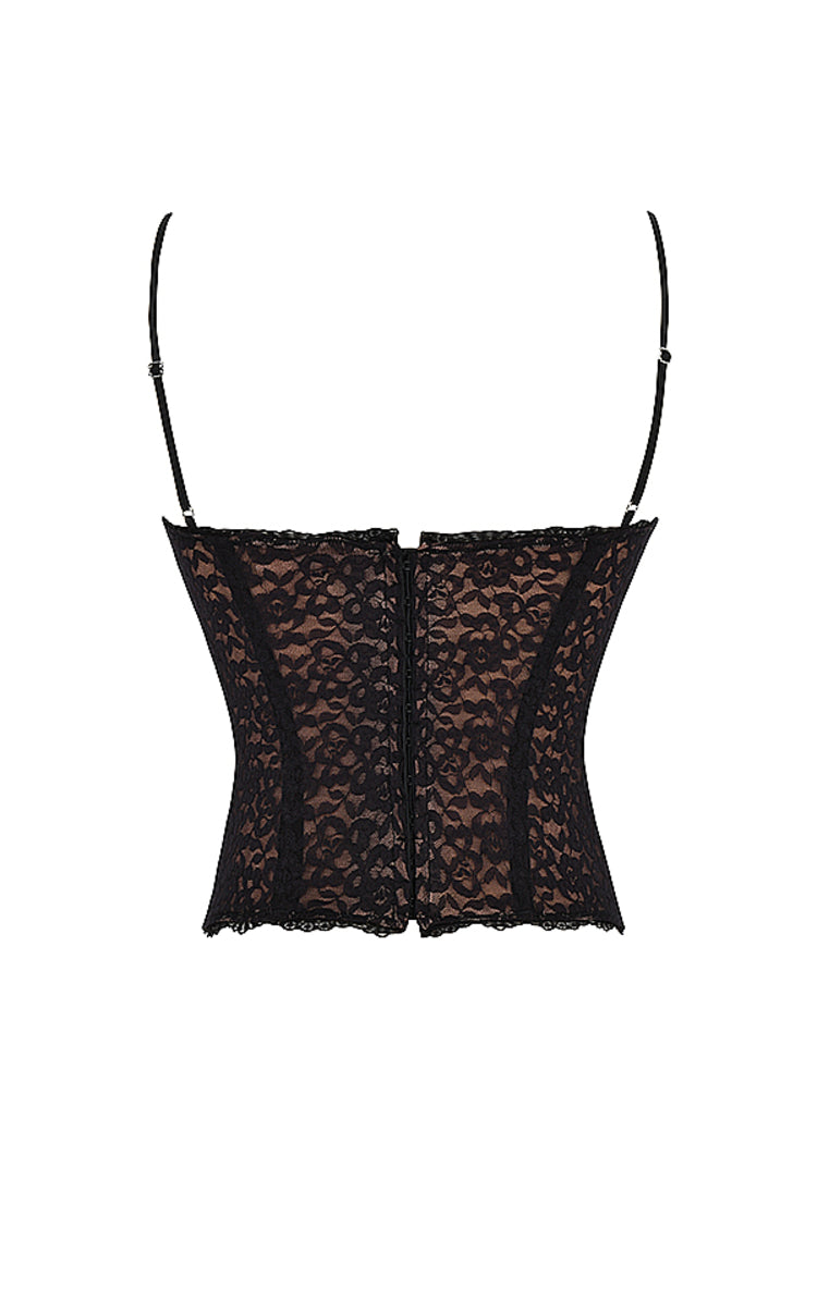 stylish net wear black top-Laavira
