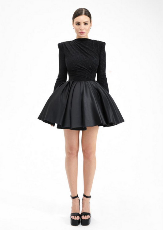 Shimmy Black Sparkle Short Dress